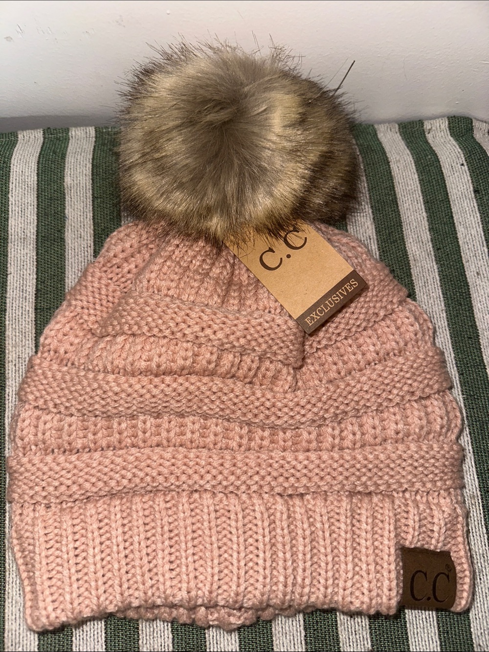 Women’s C.C.  Pom Beanie - Blush Pink